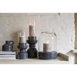 Riverdale - Saintes - Windlicht - Donkergrijs - Glas - 34 cm