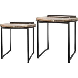 Bijzettafel Riverdale Fre Marmer Bruin 50 cm (set van 2)
