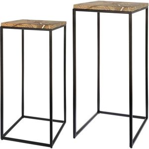 Bijzettafel Riverdale Fre Marmer Bruin 75 cm (set van 2)