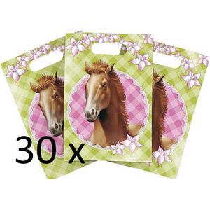 Uitdeelzakjes Paarden roze/groen - 5 x 6 stuks