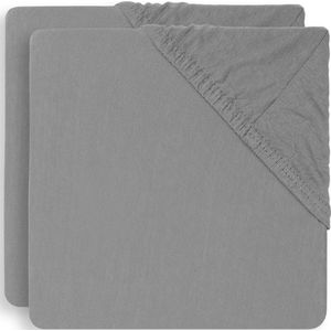 Hoeslaken Jollein Jersey Boxmatras Storm Grey (2pack)-75 x 95 cm