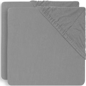 Jollein - Baby Hoeslaken Boxmatras Jersey (Storm Grey) - Katoen - 2 Stuks - Hoeslaken Baby, Hoeslaken Box - 75x95cm