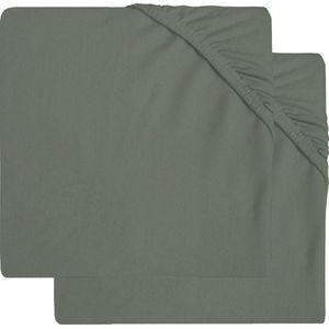 Jollein - Baby Hoeslaken Boxmatras Jersey (Ash Green) - Katoen - Hoeslaken Box - 2 Stuks - 75x95cm