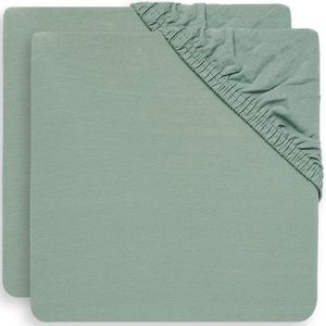 Jollein - Baby Hoeslaken Boxmatras Jersey (Ash Green) - Katoen - Hoeslaken Box - 2 Stuks - 75x95cm