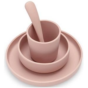 Jollein - Kinderserviesset 4-delig (Pale Pink) - Siliconen - Baby Servies, Baby Bestek - 6-18 maanden