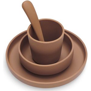 Jollein Kinderserviesset 4 delig (Caramel) Siliconen Baby Servies, Baby Bestek
