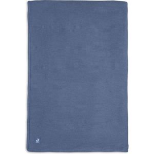 Jollein Baby Deken Ledikant 100x150cm Basic Knit - Jeans Blue/Fleece