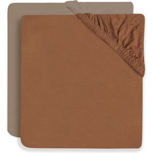 Jollein Baby Hoeslaken Jersey (Caramel/Biscuit) Katoen Hoeslaken Wieg 2 Stuks