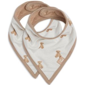 Jollein - Slab Bandana (Teddy Bear) - Biologisch Katoen - GOTS - Slabbetjes Baby - 2 Stuks - 22 cm
