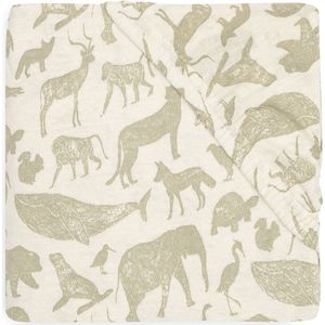 Jollein Hoeslaken Jersey 40/ Wieg, Ledikant, Babybed Animals Olive Green