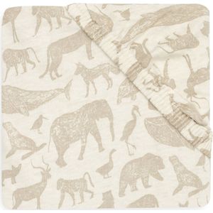 Jollein - Hoeslaken Jersey 60x120cm - Wieg, Ledikant, Babybed - Animals - Nougat