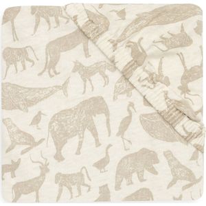 Jollein Jersey Animals Hoeslaken - 60 x 120 cm - Nougat