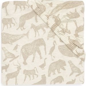 Jollein - Hoeslaken Jersey 40/50x80/90cm - Wieg, Ledikant, Babybed - Animals - Nougat