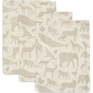 Washandje Jollein Hydrofiel Washandje 15x20cm Animals Nougat 