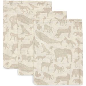Washandje Jollein Hydrofiel Washandje 15x20cm Animals Nougat 