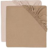 Jollein - Jersey - Hoeslaken - Wild Rose en Biscuit - 70/75 x 140/150 cm - 2 Stuks