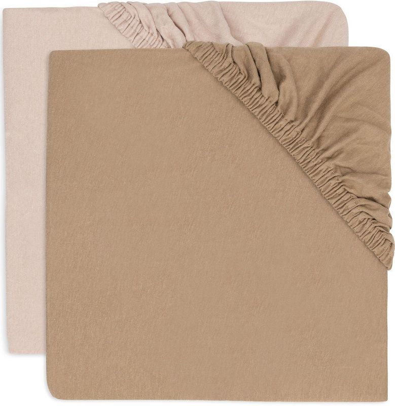 Jollein - Jersey - Hoeslaken - Wild Rose en Biscuit - 70/75 x 140/150 cm - 2 Stuks