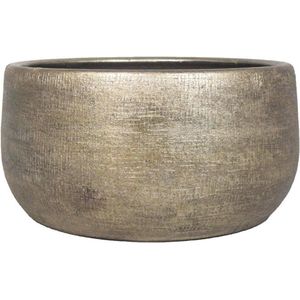 Floran Bloempot - industrieel goud - keramiek - binnen - D34 en H15 cm - plantenpot - relief afwerking