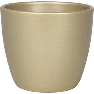 Floran Bloempot/plantenpot Boule - goud - keramiek - 12 x 9.7 cm