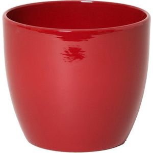 Bloempot glanzend wijn rood keramiek voor kamerplant H17 x D19.5 cm