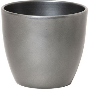 Bloempot - zilver - metallic - keramiek - 15 x 13 cm - plantenpotten binnen