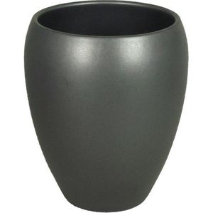 Bloemen vaas/vazen mat antraciet van keramiek D25 x H28 cmï¿½- Bloempot/plantenpot/bloemenvaas