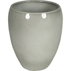 Bloemen vaas/vazen glanzend grijs van keramiek D20 x H23.5 cmï¿½- Bloempot/plantenpot/bloemenvaas