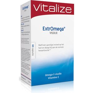 Vitalize Extromega Visolie 60 capsules - Goed voor hart, gezichtsvermogen en bloeddruk - Natuurlijke koudwater visolie (triglyceride-olie) gecombineerd met vitamine E