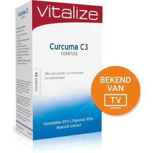 Vitalize Curcuma C3 Complex 60 tabletten - Voor het behoud van soepele gewrichten en sterke botten - Ondersteunt de reinigende werking van de lever