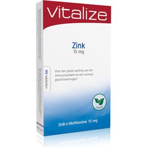 Vitalize Zink 15 mg 90 tabletten - Goed voor skelet, haar, huid & nagels - Bevat de juiste dosering zink 15 mg per tablet