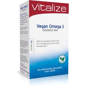 Vegan Omega 3 Algenolie DHA 60 capsules - Gunstige invloed op het hart - Goed voor het gezichtsvermogen¹ - Vitalize