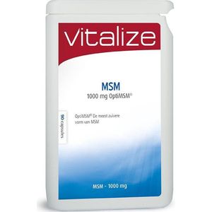 MSM 1000 mg OptiMSM™ 90 capsules - OptiMSM®: de meest zuivere vorm van MSM - Hooggedoseerd: 1000 mg per capsule - Vitalize