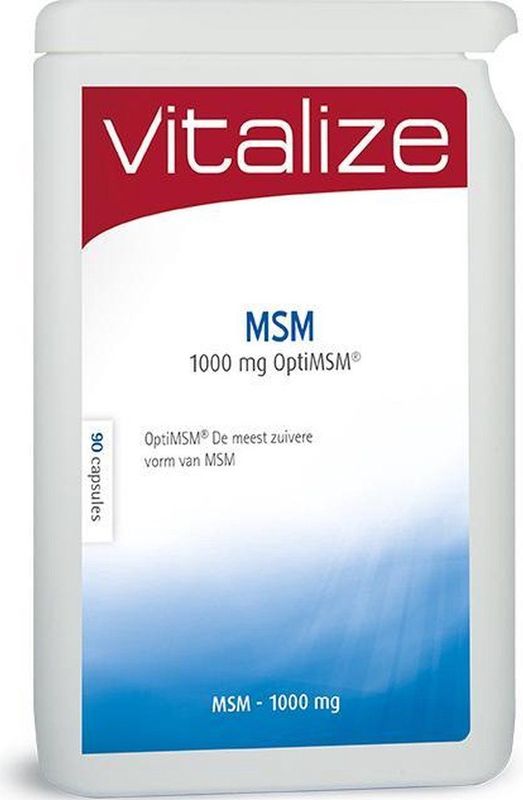 MSM 1000 mg OptiMSM™ 90 capsules - OptiMSM®: de meest zuivere vorm van MSM - Hooggedoseerd: 1000 mg per capsule - Vitalize