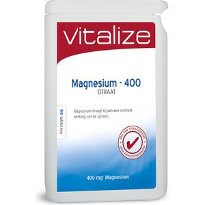 Magnesium - 400 citraat 90 tabletten - De normale werking van het zenuwgestel - Ideaal voor sporters en zwangeren - Vitalize