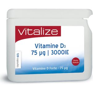 Vitalize Vitamine D Forte 75 µg 120 capsules brievenbus - Voor mensen die gebaat zijn bij een hoge dosering - Voor senioren en andere specifieke doelgroepen