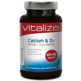 Calcium & D3 90 tabletten - Voor het behoud van sterke botten - Goed voor de kalkhuishouding - Vitalize