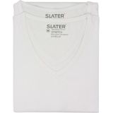 Slater 6600 - Stretch 2-pack T-shirt V-hals korte mouw wit S 95 organisch katoen 5 elastan