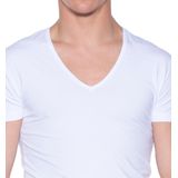 Slater 6700 - Stretch 2-pack T-shirt diepe V-hals korte mouw wit S 95 organisch katoen 5 elastan