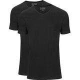 Slater 7620 - BASIC FIT 2-pack T-shirt V-hals korte mouw zwart S 100 katoen