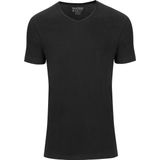 Slater 7620 - BASIC FIT 2-pack T-shirt V-hals korte mouw zwart S 100 katoen