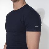 Slater 6510 - Stretch 2-pack T-shirt ronde hals korte mouw navy S 95 organisch katoen 5 elastan