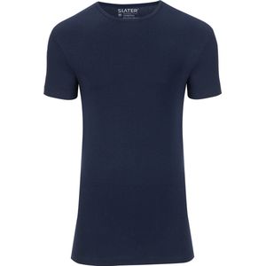 Slater 6510 - Stretch 2-pack T-shirt ronde hals korte mouw navy M 95 organisch katoen 5 elastan