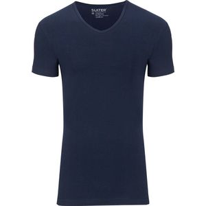 Slater 6610 - Stretch 2-pack T-shirt V-hals korte mouw navy S 95 organisch katoen 5 elastan