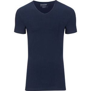 Slater 6610 - Stretch 2-pack T-shirt V-hals korte mouw navy 95 organisch katoen 5 elastan