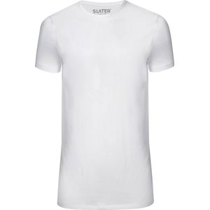 Slater 7700 Basic Fit Extra Lang 2 pack T shirt ronde hals korte mouw wit % katoen