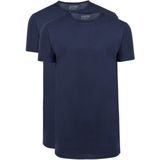 Slater - 2-pack T-shirt Basic Extra Lang - Navy - 100% Katoen