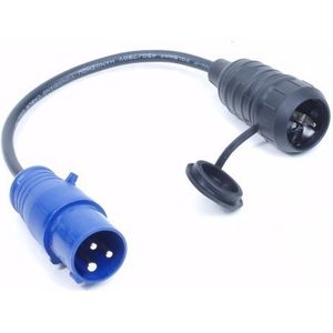 Benson - CEE 16A Mannetje naar Schuko Adapter - Spatwaterdicht IP44