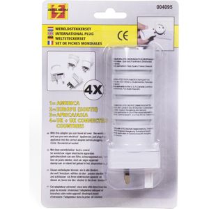 Benson Universele wereldstekker set - internationaal - 4 adapters - compact - 5 × 5 × 13.5 cm