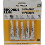 Benson Secondelijm - 5 Tubes á 3 Gram - Snel Droog & Universeel Toepasbaar