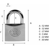 Tri-Circle Messing Hangslot - 32 x 52 mm - 3 Sleutels